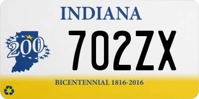 IN license plate 702ZX