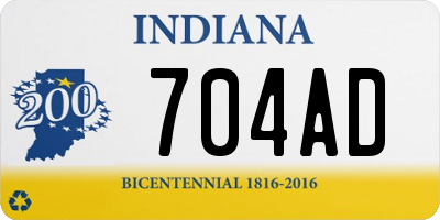 IN license plate 704AD