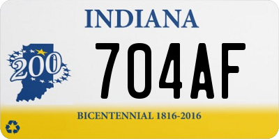 IN license plate 704AF