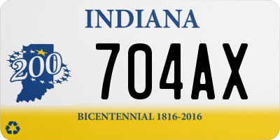 IN license plate 704AX