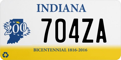 IN license plate 704ZA