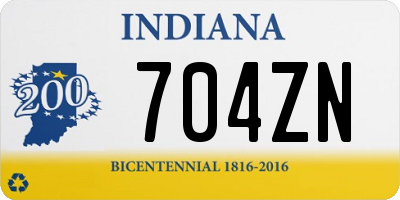 IN license plate 704ZN