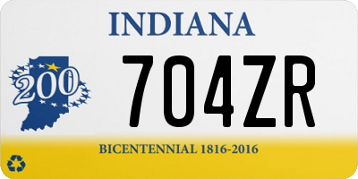 IN license plate 704ZR