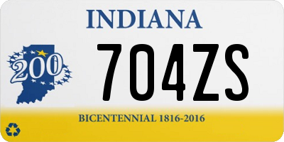 IN license plate 704ZS