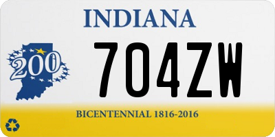 IN license plate 704ZW
