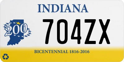 IN license plate 704ZX