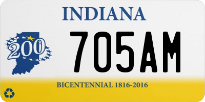 IN license plate 705AM