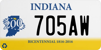 IN license plate 705AW