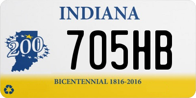 IN license plate 705HB