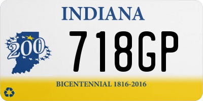 IN license plate 718GP