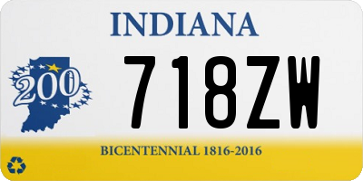 IN license plate 718ZW