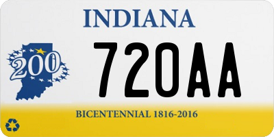 IN license plate 720AA