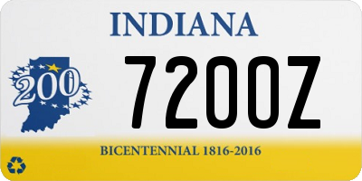 IN license plate 720OZ