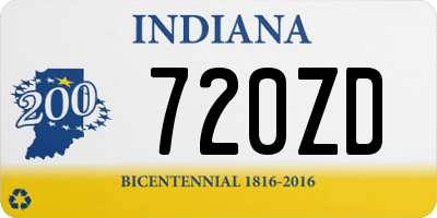 IN license plate 720ZD