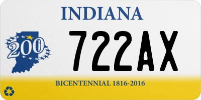 IN license plate 722AX