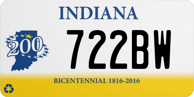 IN license plate 722BW