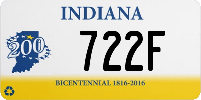 IN license plate 722F