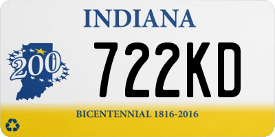 IN license plate 722KD