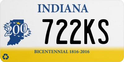 IN license plate 722KS
