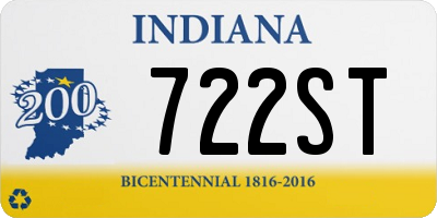 IN license plate 722ST