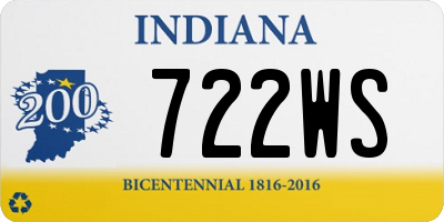 IN license plate 722WS