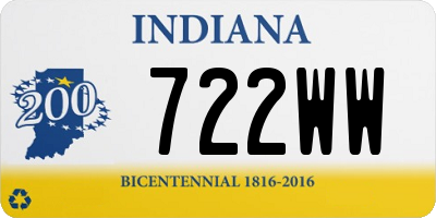 IN license plate 722WW