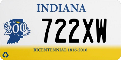 IN license plate 722XW