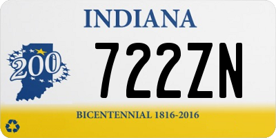 IN license plate 722ZN