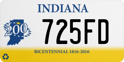 IN license plate 725FD