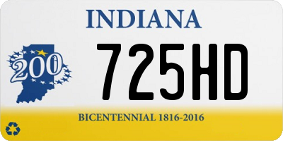 IN license plate 725HD