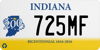 IN license plate 725MF