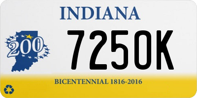 IN license plate 725OK