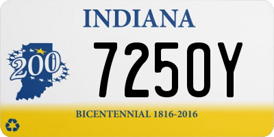 IN license plate 725OY