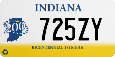 IN license plate 725ZY