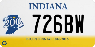 IN license plate 726BW