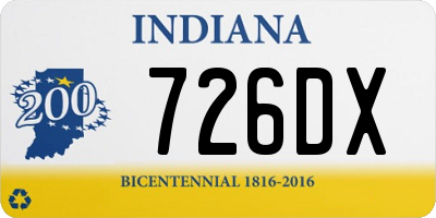 IN license plate 726DX