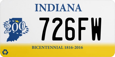 IN license plate 726FW