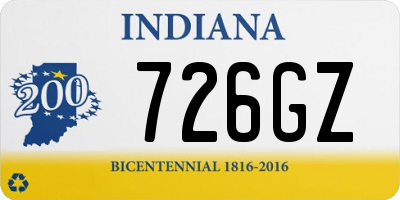 IN license plate 726GZ