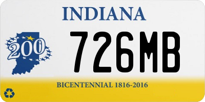 IN license plate 726MB