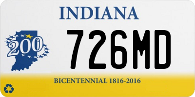 IN license plate 726MD
