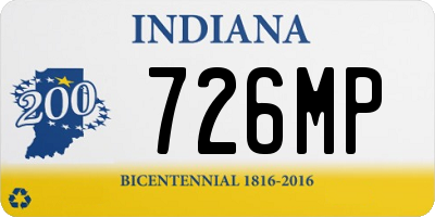 IN license plate 726MP