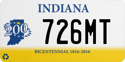 IN license plate 726MT