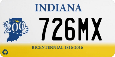 IN license plate 726MX