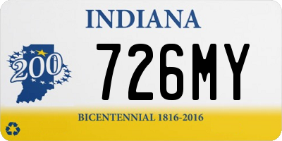 IN license plate 726MY