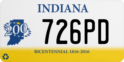 IN license plate 726PD