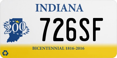 IN license plate 726SF