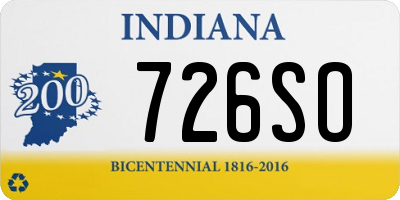 IN license plate 726SO