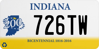 IN license plate 726TW