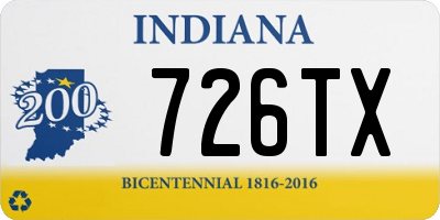 IN license plate 726TX