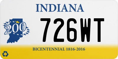 IN license plate 726WT